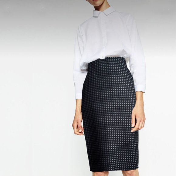 Ellen Tracy Dresses & Skirts - Ellen Tracy Wool Check Tweed Tailored Pencil Skirt
